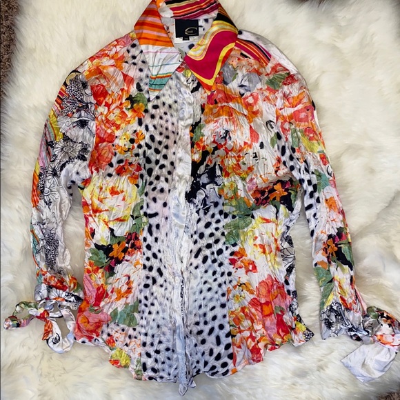 Don’t like to iron? Crinkled Silk Blouse | Cavalli - Picture 2 of 11